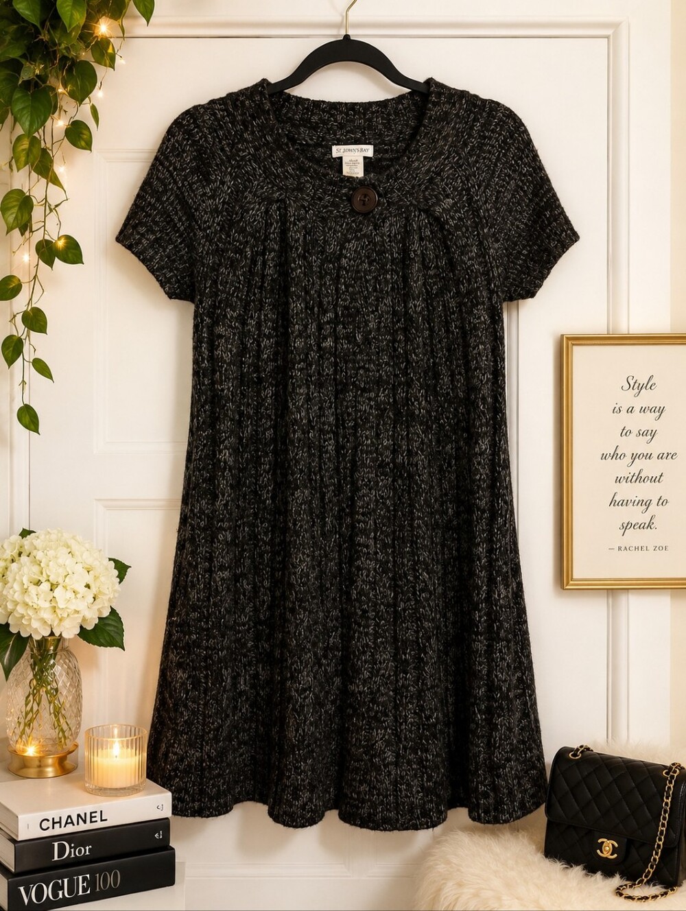 Hannah Twee Dark Academia Cozy Fall Prep Knitted Tunic Top Size Medium